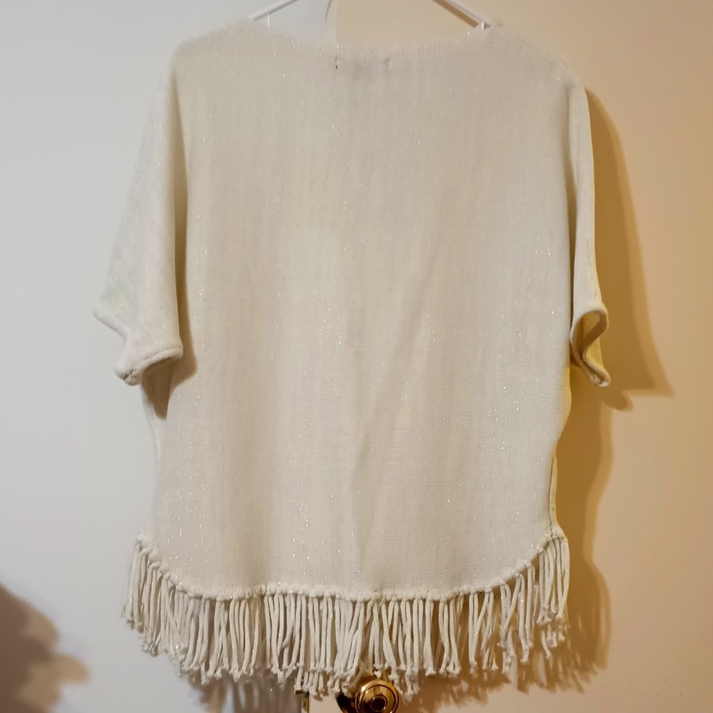 EUC ~ Relativity Sweater Poncho with Metallic Gold Glitter Thread (Size:  Small) - Picture 2 of 5